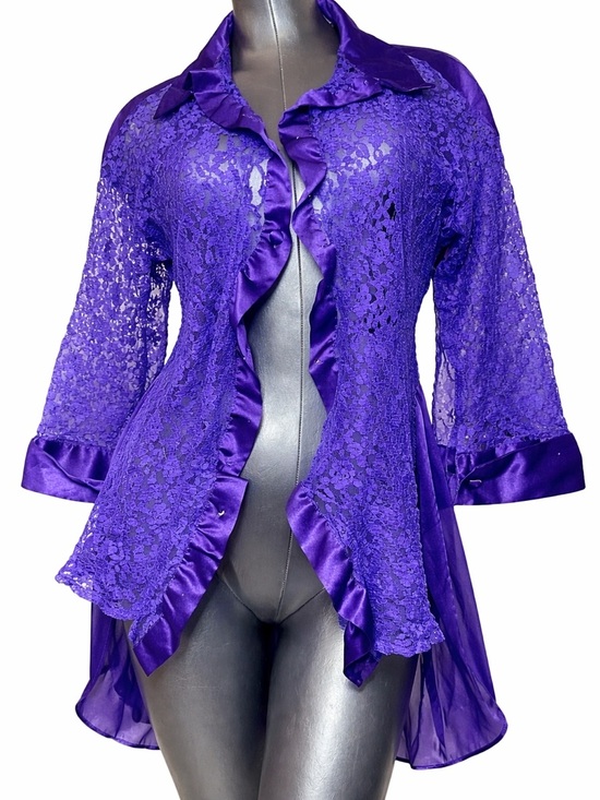 Victoria's Secret Other - Vintage 1990s Victoria’s Secret Deep Purple Lace Satin Trim Sheer Robe Top